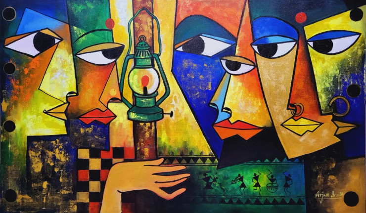 GOSSIP (ART-82-108402) - Handpainted Art Painting - 60in X 36in