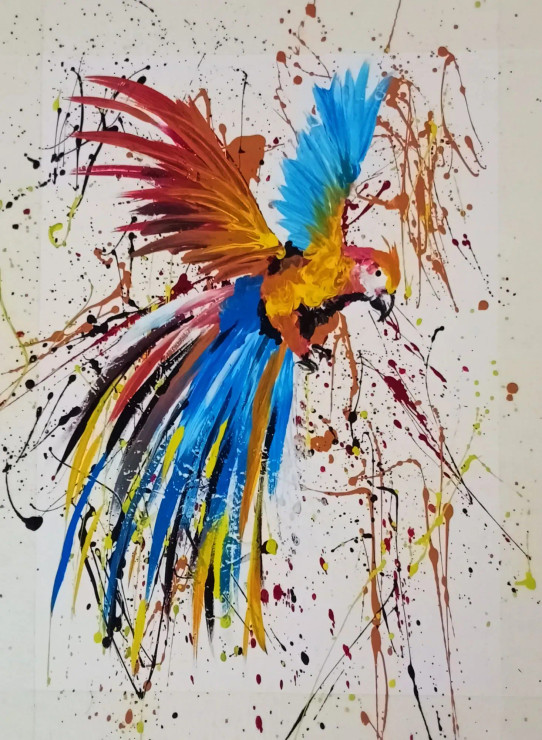 Parrot (ART-7379-108427) - Handpainted Art Painting - 9in X 12in