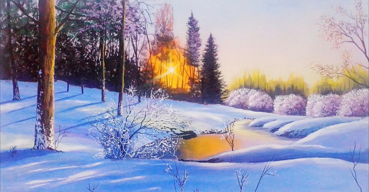 Snow Freshness (ART-5868-108513) - Handpainted Art Painting - 50in X 30in