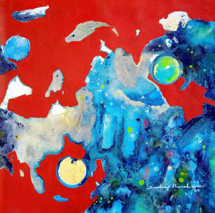 Supernatural World Underwater- Red Sea (ART-5244-108475) - Handpainted Art Painting - 25in X 25in
