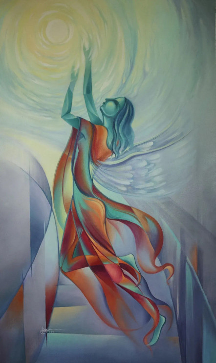 Ambition (ART-7685-108510) - Handpainted Art Painting - 23in X 40in