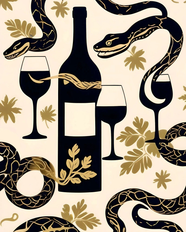 Snakes & Wines (PRT-16566-108609) - Canvas Art Print - 24in X 30in