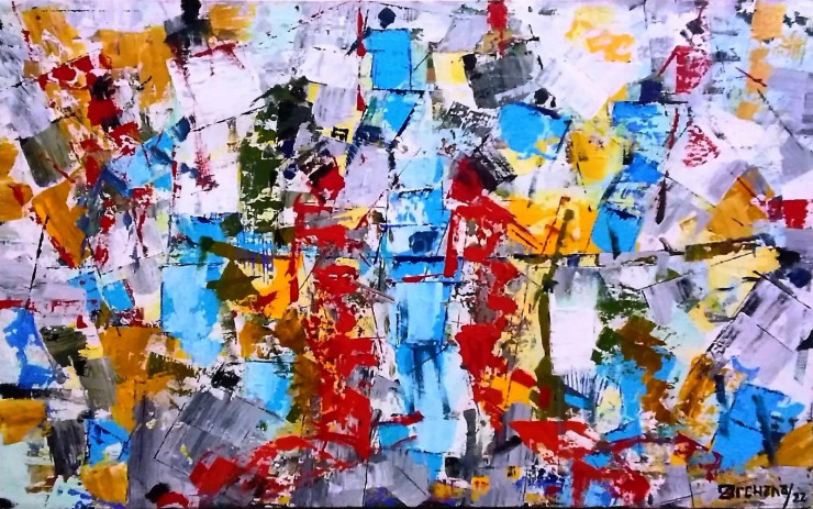 Cityscape (ART-8435-108631) - Handpainted Art Painting - 35in X 23in