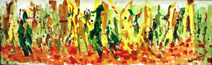 Celebration (ART-8435-108633) - Handpainted Art Painting - 36in X 13in