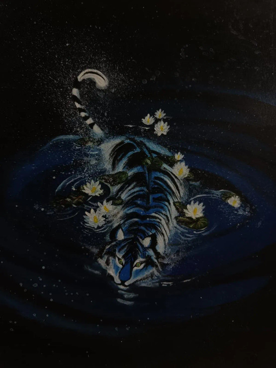 White Tiger (ART-16700-108604) - Handpainted Art Painting - 8in X 12in