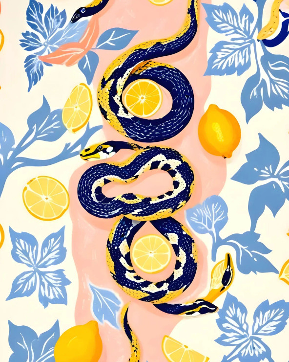 Snakes And Lemons (PRT-16566-108725) - Canvas Art Print - 24in X 30in