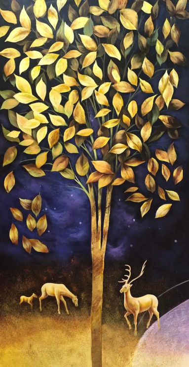 Tree Painting (ART-6706-108715) - Handpainted Art Painting - 24in X 48in