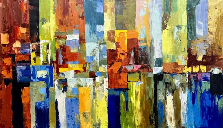 Abstract Painting (ART-6706-108704) - Handpainted Art Painting - 66in X 36in
