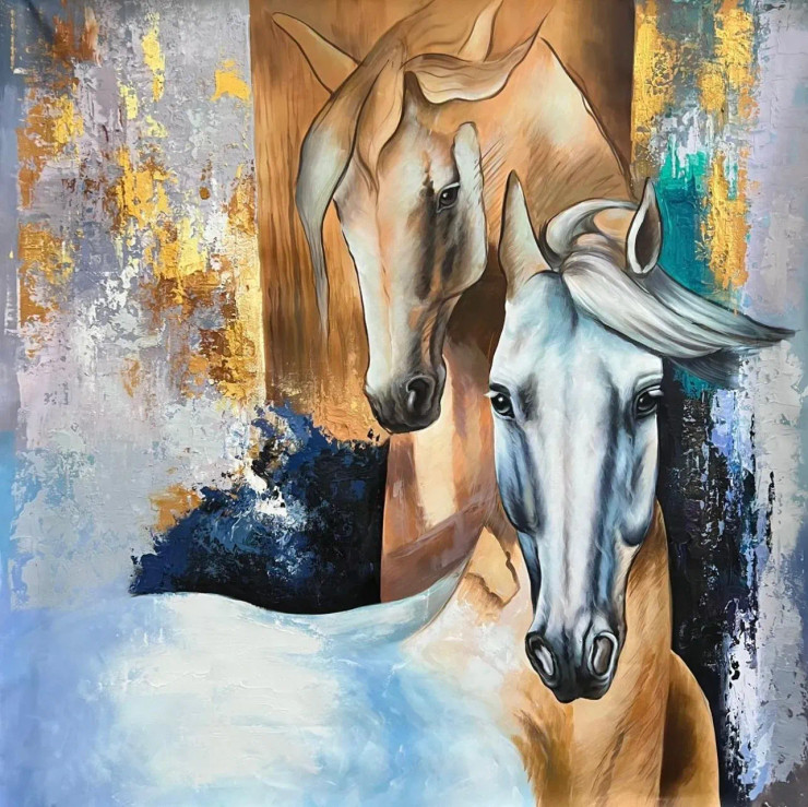 Horse Painting (ART-6706-108714) - Handpainted Art Painting - 36in X 36in