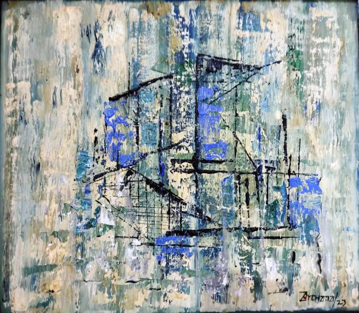 Abstract (ART-8435-108677) - Handpainted Art Painting - 11in X 10in