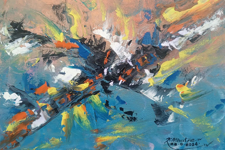 Abstract 21 (ART-1230-108747) - Handpainted Art Painting - 12in X 8in