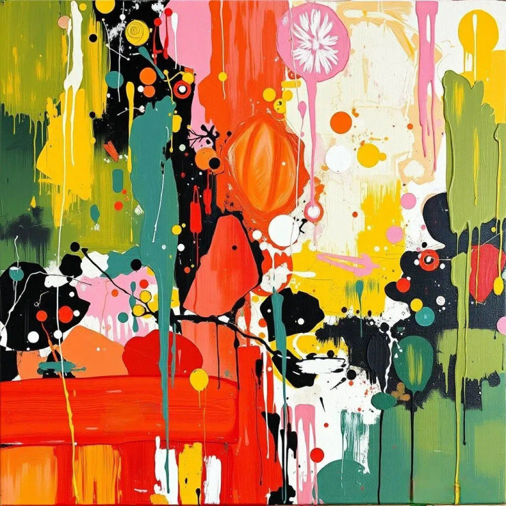 Chromatic Burst: Abstract Artistry (PRT-16564-108766) - Canvas Art Print - 36in X 36in