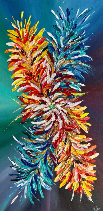 Colours Of Happiness (ART-7383-108769) - Handpainted Art Painting - 18in X 36in