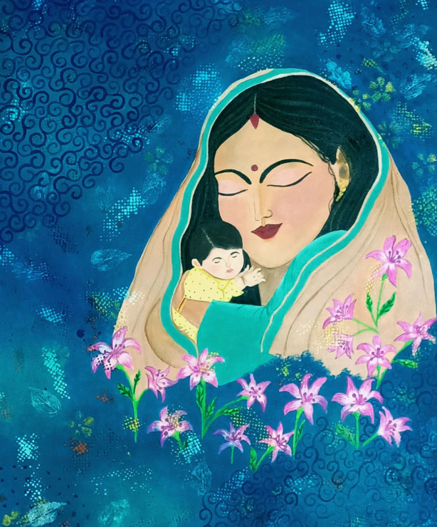 Mother's Love (ART-15598-108795) - Handpainted Art Painting - 20in X 25in