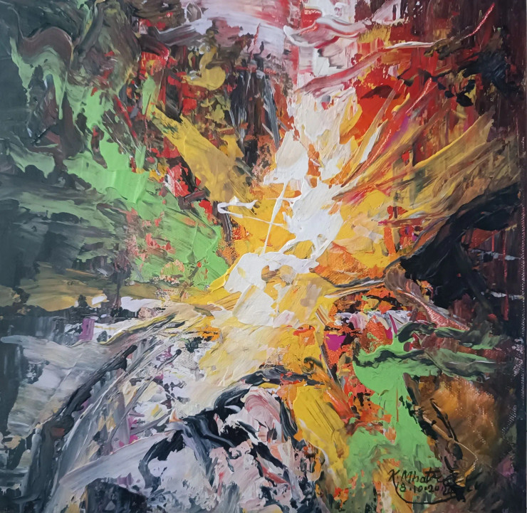 Abstract 22 (ART-1230-108840) - Handpainted Art Painting - 12in X 12in
