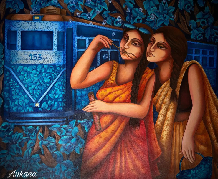 Dream Kolkata (ART-16752-108885) - Handpainted Art Painting - 36in X 30in