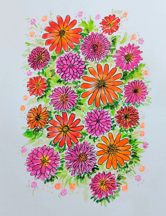 Florals - 8 (ART-16758-108906) - Handpainted Art Painting - 11in X 16in