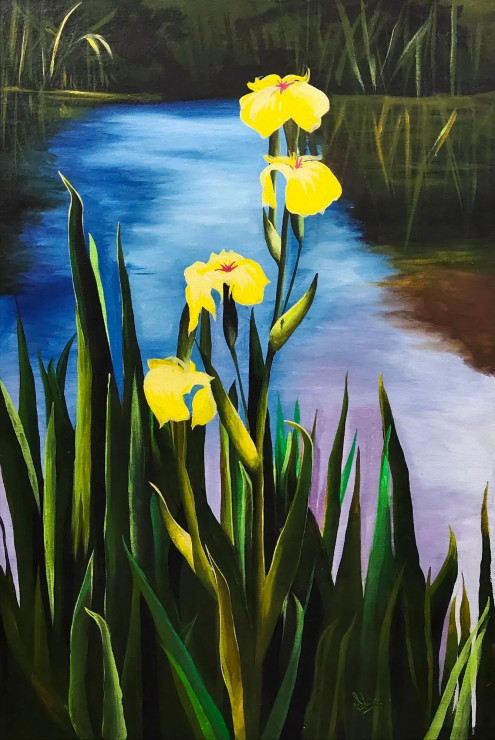 Lotus (ART-329-109087) - Handpainted Art Painting - 16in X 24in