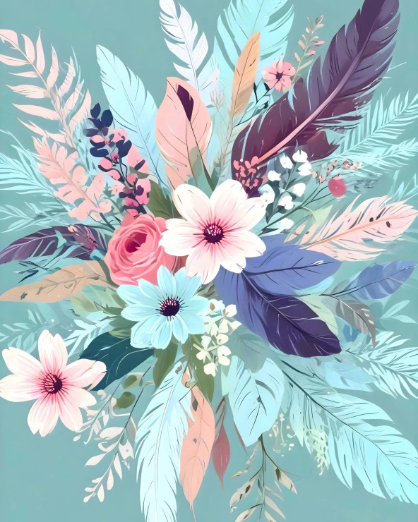Powder Blue Blossom (PRT-16566-109090) - Canvas Art Print - 24in X 30in