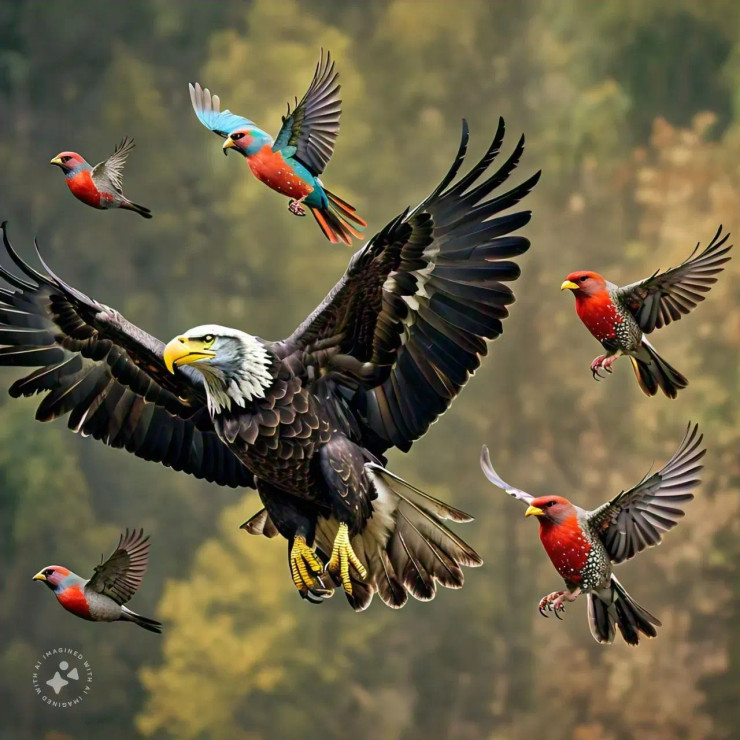 Birds Of A Kind (PRT-16612-109101) - Canvas Art Print - 12in X 12in