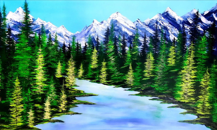 Kheerganga (ART-16778-109157) - Handpainted Art Painting - 37in X 23in