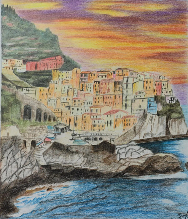 Serene Beauty Of Amalfi Coast Italy (PRT-8632-109206) - Canvas Art Print - 15in X 18in