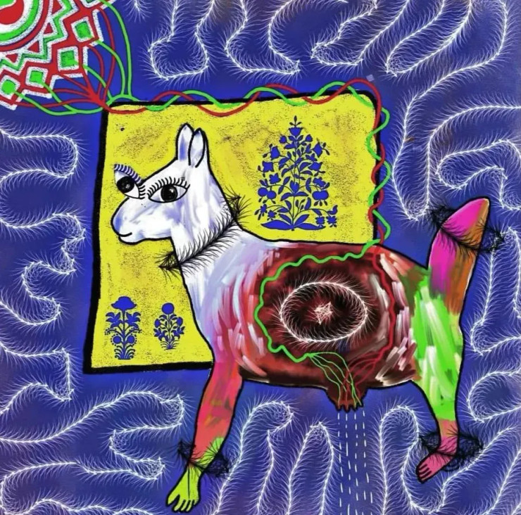 Surrealistic Donkey (PRT-16777-109228) - Canvas Art Print - 12in X 12in