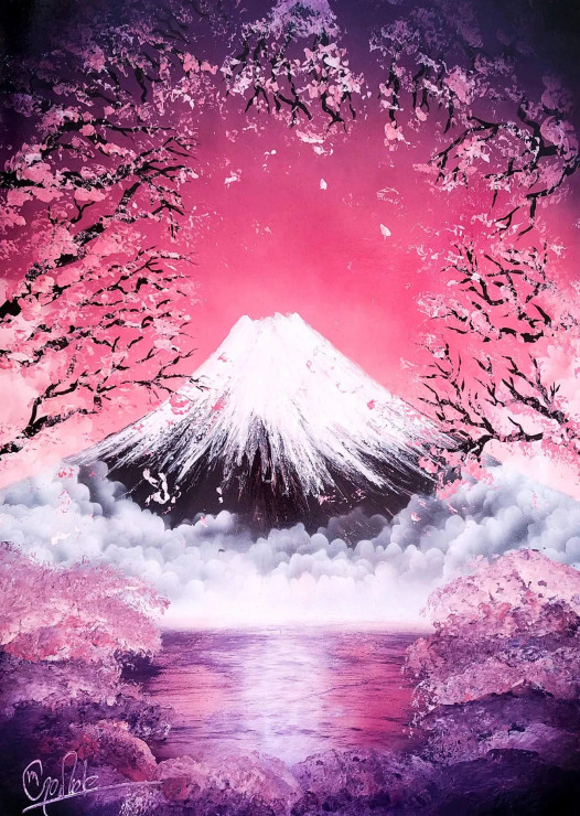 Sakura No Asa (Cherry Blossom Morning) (ART-16799-109258) - Handpainted Art Painting - 20in X 28in