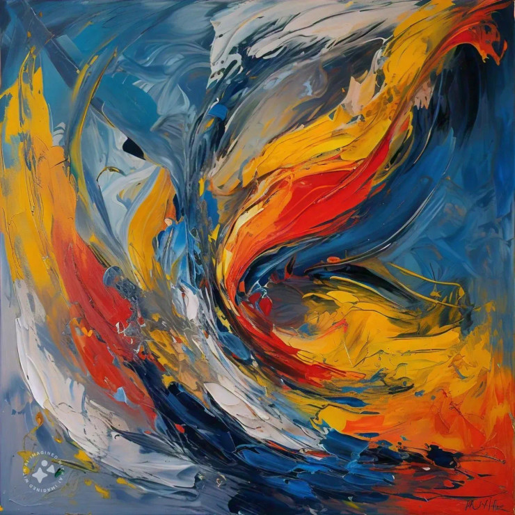 ABSTRACT 010 (PRT-16612-109282) - Canvas Art Print - 24in X 24in