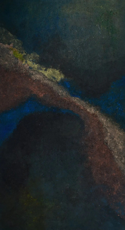 THE PEACOCK STREAKS - ABSTRACT PAINTING (ART-1538-109307) - Handpainted Art Painting - 18in X 32in