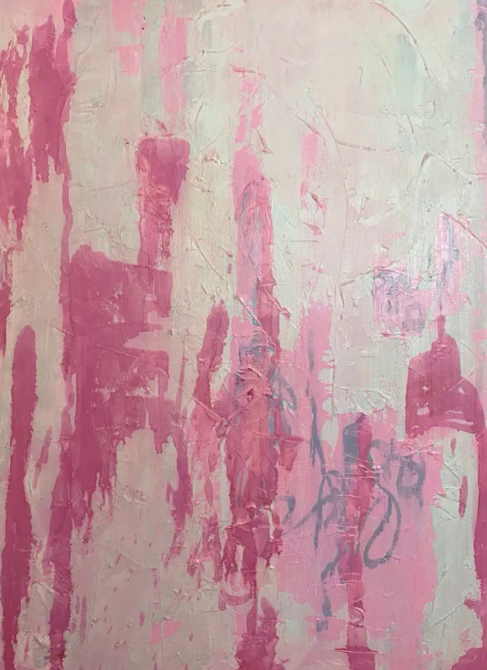 ROSE DREAMS ABSTRACT - PINK AND WHITE TEXTURE - LUXURY INTERIOR (ART-1538-109376) - Handpainted Art Painting - 36in X 48in