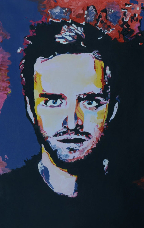 AARON P - JESSE PINKMAN - OIL PORTRAIT (ART-1538-109306) - Handpainted Art Painting - 14in X 21in