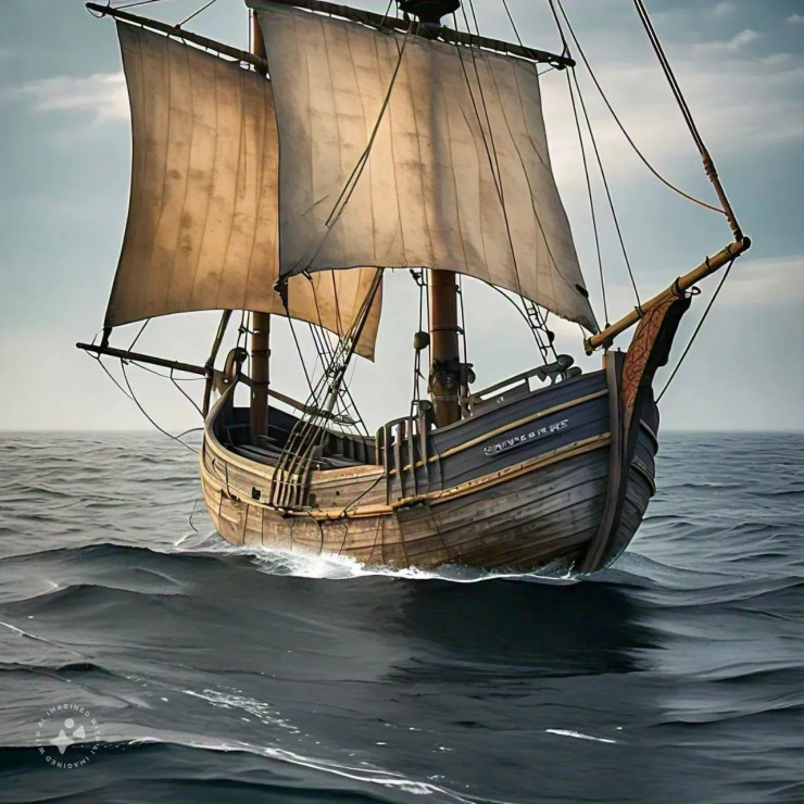An Ancient Fishing Vessel (PRT-16612-109471) - Canvas Art Print - 24in X 24in