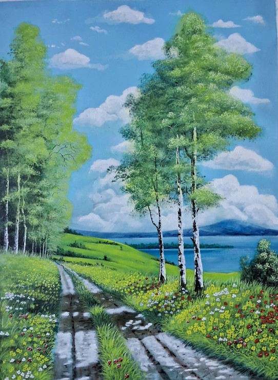 The Nature (ART-16822-109483) - Handpainted Art Painting - 28in X 38in