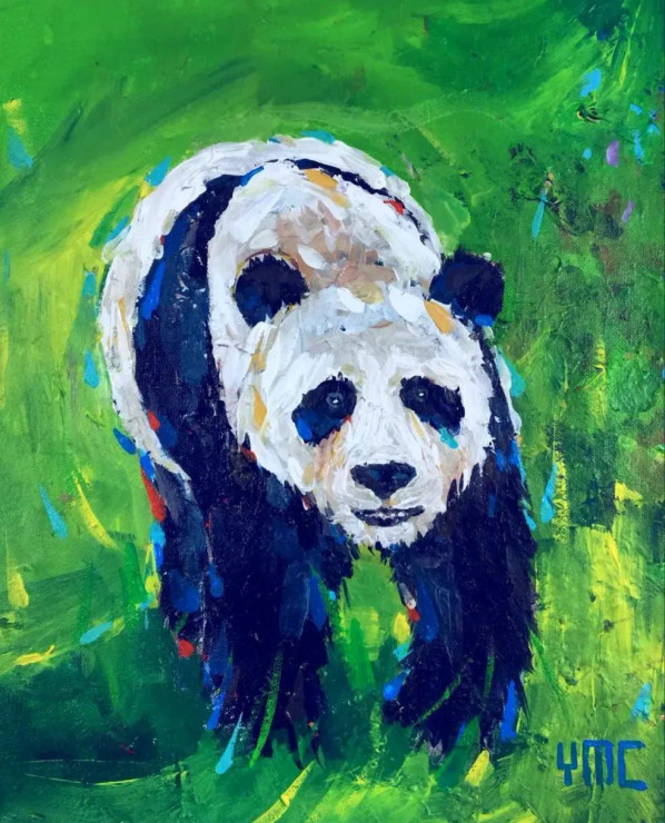 Panda (ART-16821-109581) - Handpainted Art Painting - 15in X 17in