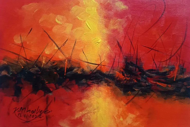 Abstract 33 (ART-1230-109602) - Handpainted Art Painting - 12in X 8in