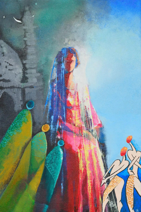 Persecution Feminism Series, (263) Creative Conceptual On Canvas (ART-15639-109592) - Handpainted Art Painting - 12in X 18in