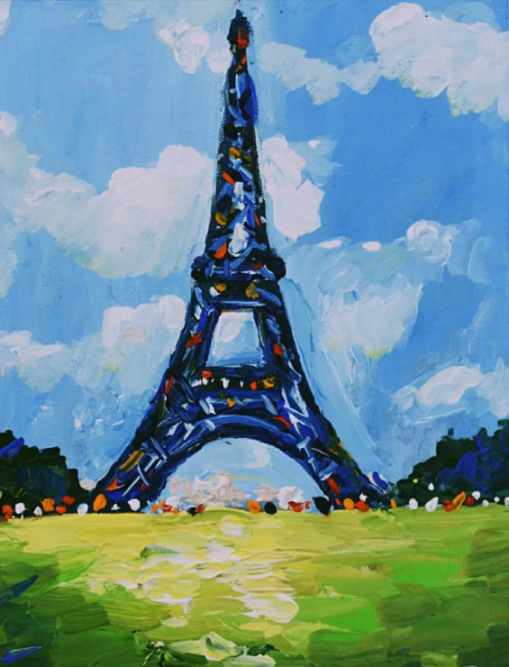 The Eiffel (ART-16821-109575) - Handpainted Art Painting - 8in X 11in