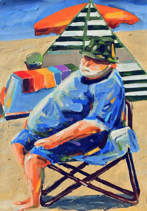 His Last Summer Holiday (ART-16821-109532) - Handpainted Art Painting - 12in X 17in
