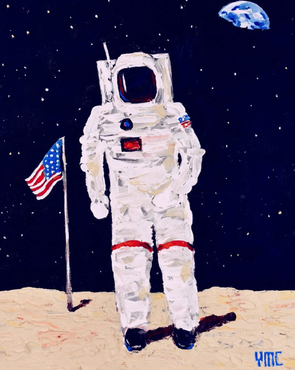 The First Man! (ART-16821-109544) - Handpainted Art Painting - 12in X 15in