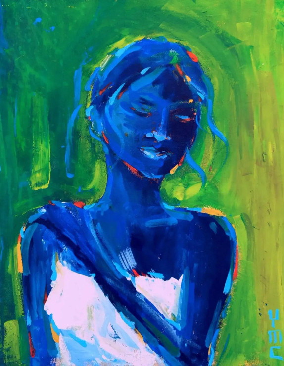 Her Fantasies! (ART-16821-109530) - Handpainted Art Painting - 14in X 17in