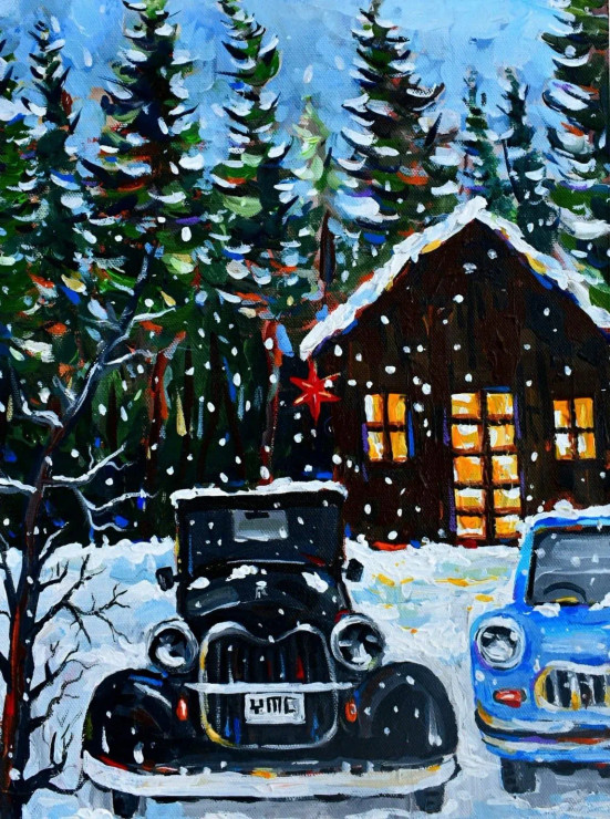 Winter! (ART-16821-109543) - Handpainted Art Painting - 11in X 15in