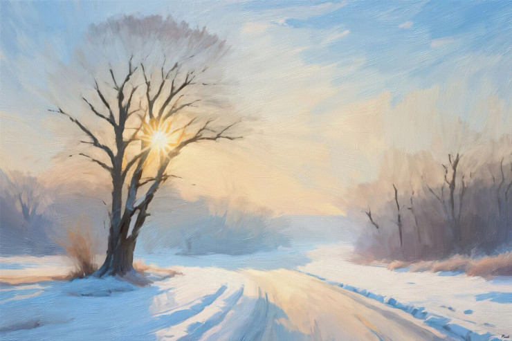 A Snowy Escape (PRT-16861-109661) - Canvas Art Print - 36in X 24in