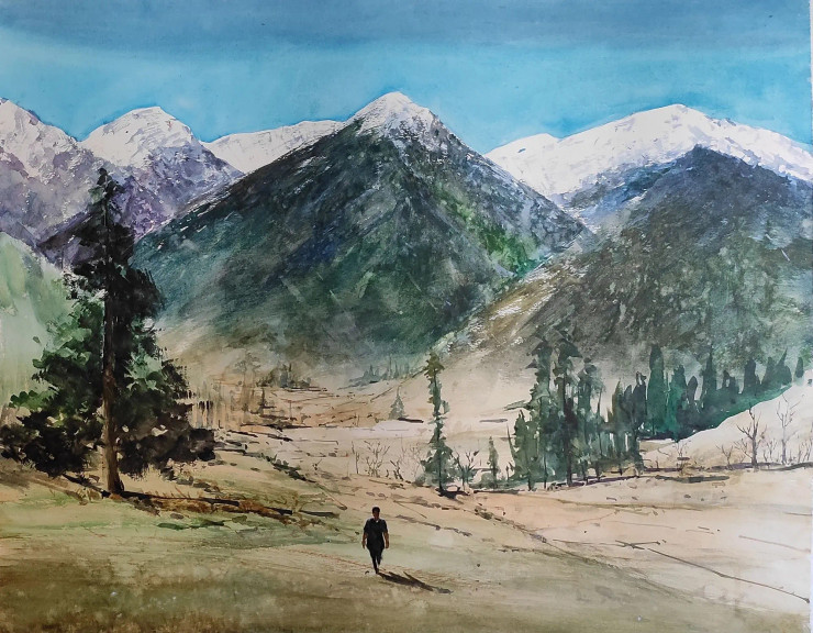 Mountain Hill (PRT-7901-109792) - Canvas Art Print - 42in X 33in