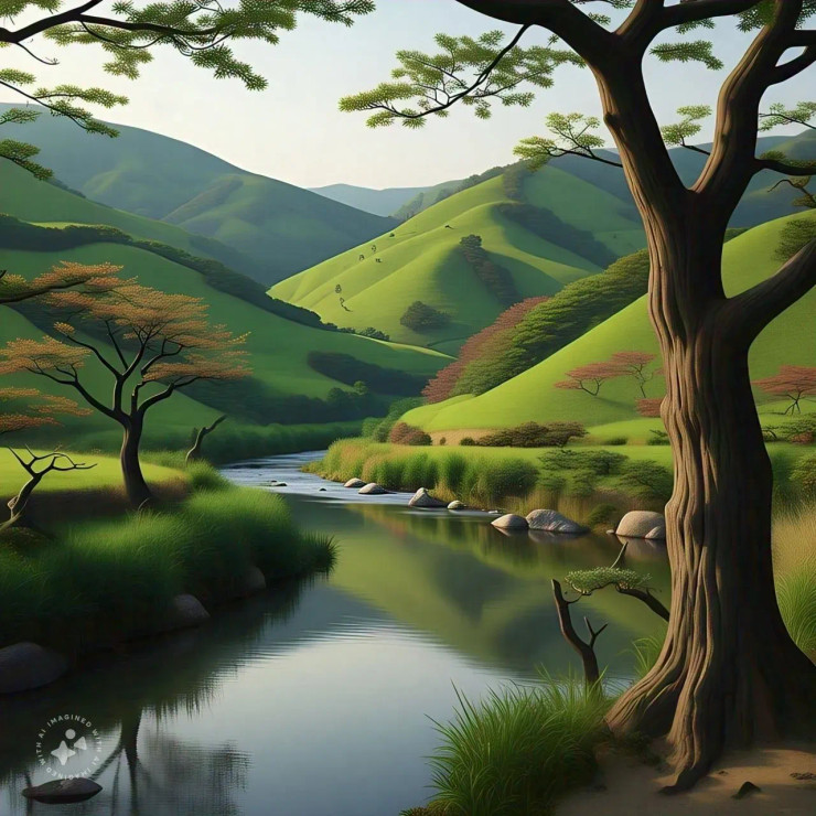Landscape 0018 (PRT-16612-109761) - Canvas Art Print - 24in X 24in