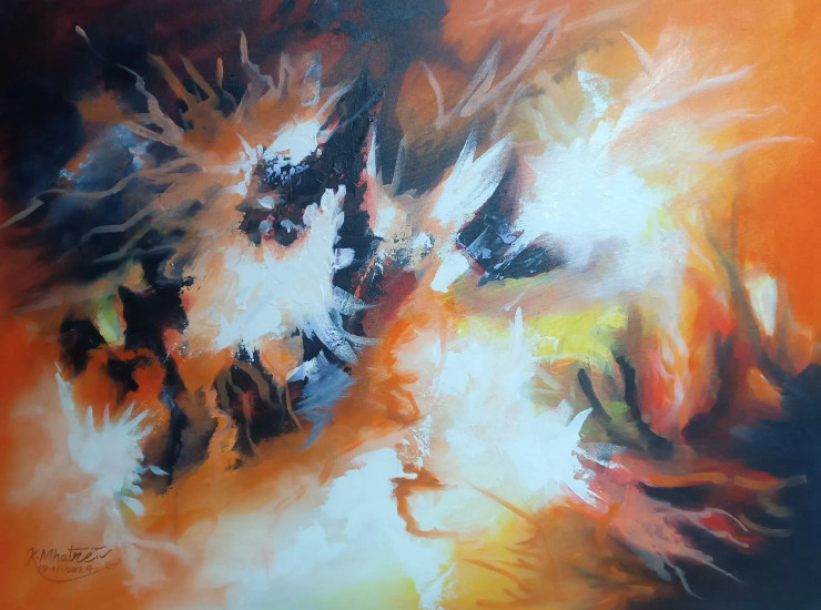 Abstract 36 (ART-1230-109824) - Handpainted Art Painting - 24in X 18in