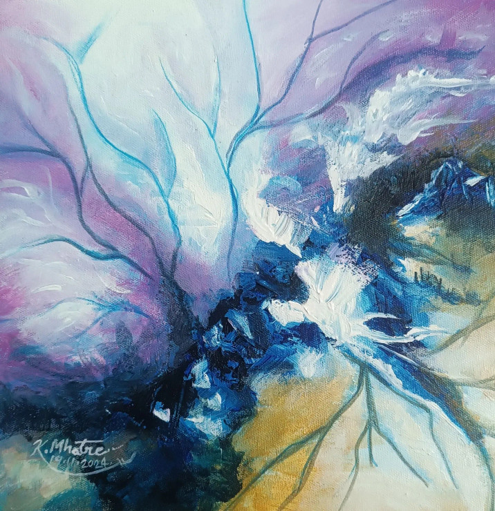 Abstract 35 (ART-1230-109823) - Handpainted Art Painting - 12in X 12in