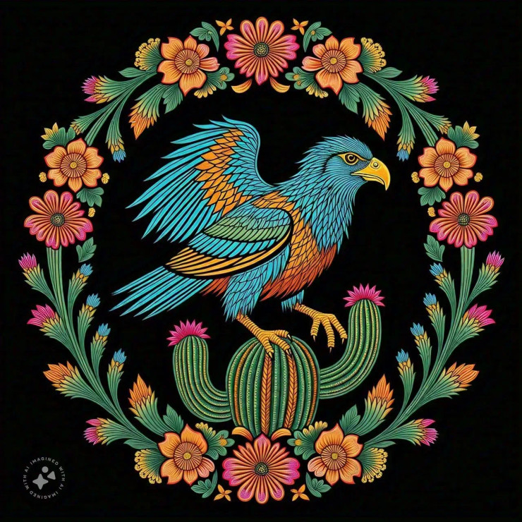 Mexican Art Frontier (PRT-16612-109856) - Canvas Art Print - 24in X 24in