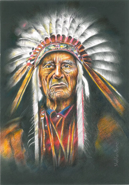 Native Tribes (ART-16844-109806) - Handpainted Art Painting - 10in X 14in