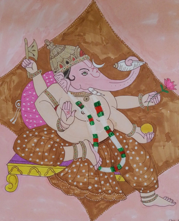 Lord Ganesha (PRT-16319-109906) - Canvas Art Print - 24in X 30in
